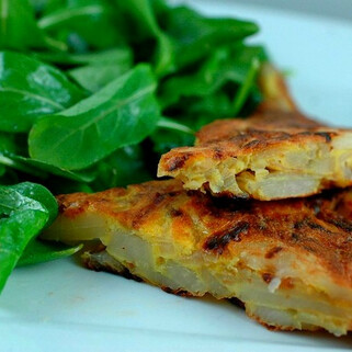 Tortilla Española with Shallots and Truffle Oil