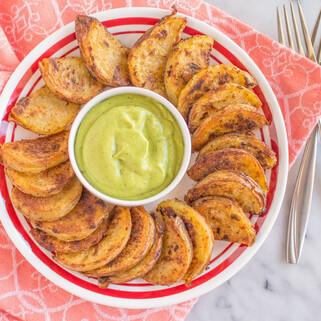 Chili Roasted Potatoes with Avocado Crema