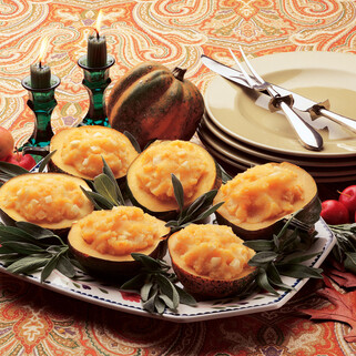 Idaho® Potatoes and Parsnips in Acorn Squash Bowls