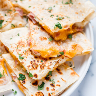 Potato Quesadillas with Ham and Cheese