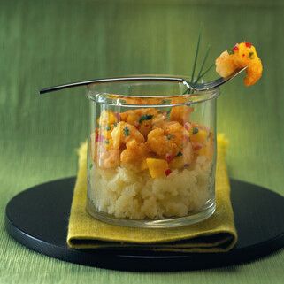 Rock Shrimp Topped Mashed Potatoes