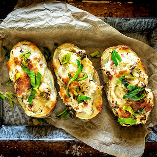 Roasted Artichoke and Virginia Ham Stuffed Idaho® Potatoes 