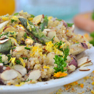 Asparagus and Potato Quinoa Salad with Orange Parsley Dressing