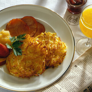 Potato Pancakes with Canadian Bacon