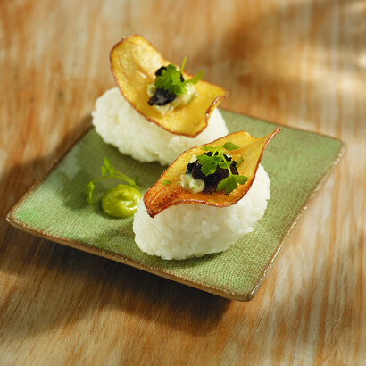 La Ratte Potato Chip on Sushi