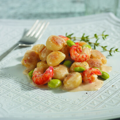 Potato Gnocchi with Local Edamame, Crawfish Marscapone