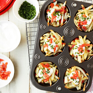 Idaho® Potato Muffins With Smoked Salmon, Chives and Sour Cream