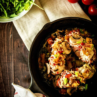 Pizza Stuffed Hasselback Baked Potatoes
