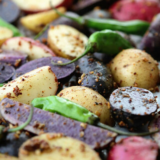 Fingerling Potatoes with Shishito Peppers and Asian Spices