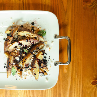 Blackberry Balsamic Jo Jo Potatoes with Goat Cheese