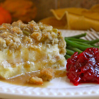 Genius Potato, Turkey and Stuffing Layered Leftovers