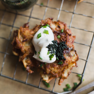 Latkes with Caviar & Crème Fraiche