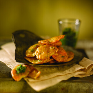 Spicy Idaho® Potato Fritters with Green Chutney