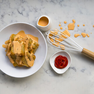 Tater Tots with Pimiento Cheese Drizzle