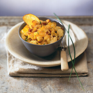 Smashed Idaho® Potatoes with Chorizo