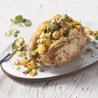 Samosa-Stuffed Idaho® Potatoes with Cilantro Chutney