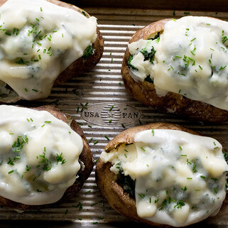 Broccoli, Kale& Cheese Stuffed Potatoes