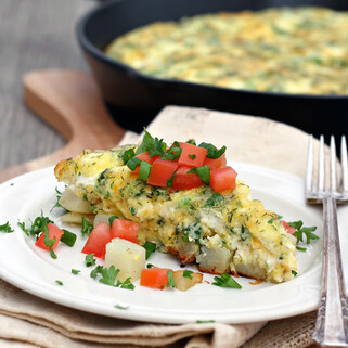 Potato, Tomato, Herb & Goat Cheese Frittata
