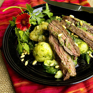 Grilled Skirt Steak with Warm Chimichurri Idaho® Potato Salad