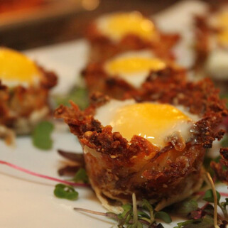 Idaho® Potato Hash Brown Baskets with Baked Quail Eggs
