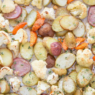 Easy Roasted Parmesan Herbed Idaho® Potatoes and Cauliflower