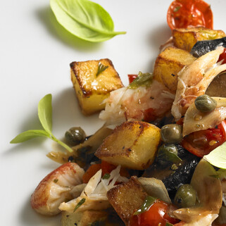 Rustic Tuscan Idaho® Potato and Crab Hash