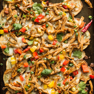 Potato Nachos with General Tso’s Chicken