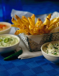 Fresh made skin on Idaho&reg; French fries served with three dipping sauces